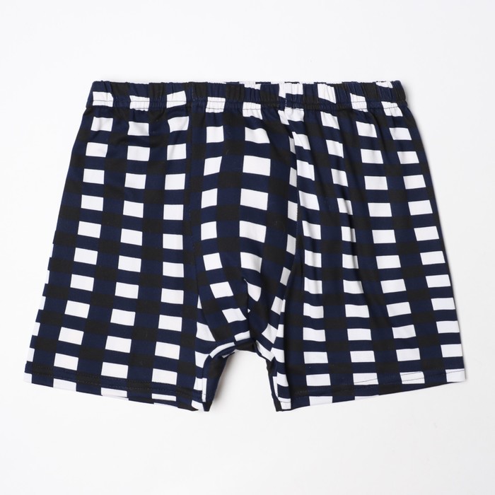 Трусы мужские боксеры, цвет белый/тёмно-синий квадрат, размер 52 - Фото 1