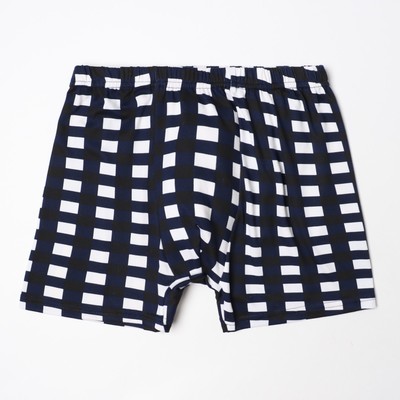 Трусы мужские боксеры, цвет белый/тёмно-синий квадрат, размер 54