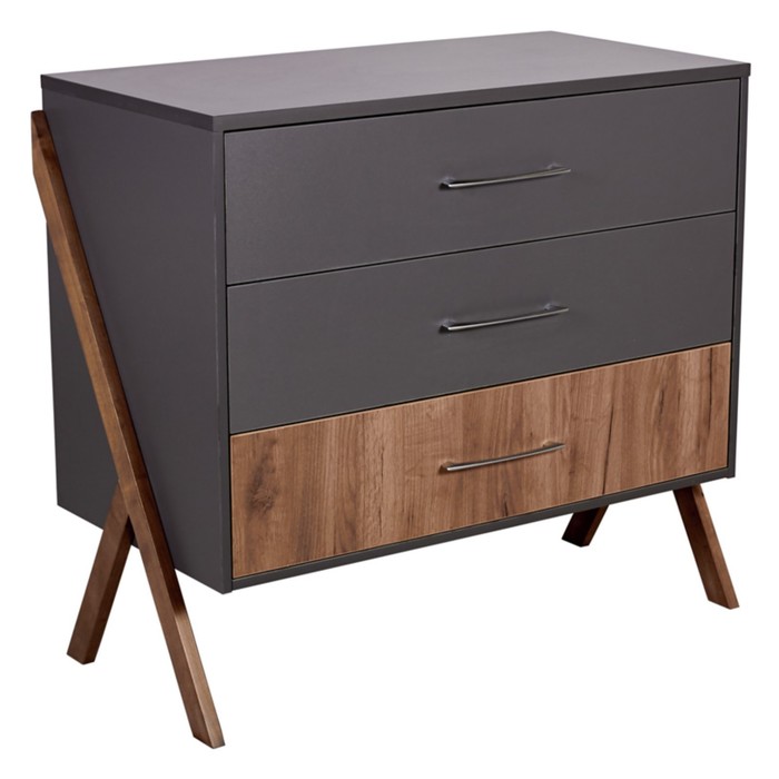 Комод Polini Kids Porto 2200, 51×103×92 см, цвет графит-дуб крафт - Фото 1