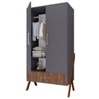 Шкаф двухсекционный Polini kids Porto 3100, с ящиком, 51х103.4х190.4 см, цвет графит-дуб крафт 10019854 - фото 319811570