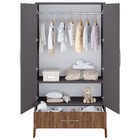 Шкаф двухсекционный Polini kids Porto 3100, с ящиком, 51х103.4х190.4 см, цвет графит-дуб крафт 10019854 - фото 319811576