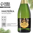 Наклейка на бутылку «Шампанское новогоднее», черная, 12×8 см - Фото 1