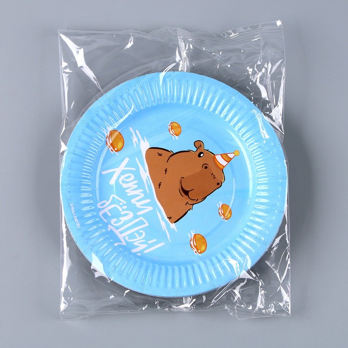 Тарелка бумажная «С Днём Рождения», капибара, 18 см 9890601