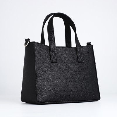 Сумка женская на молнии TEXTURA, средний размер, чёрная