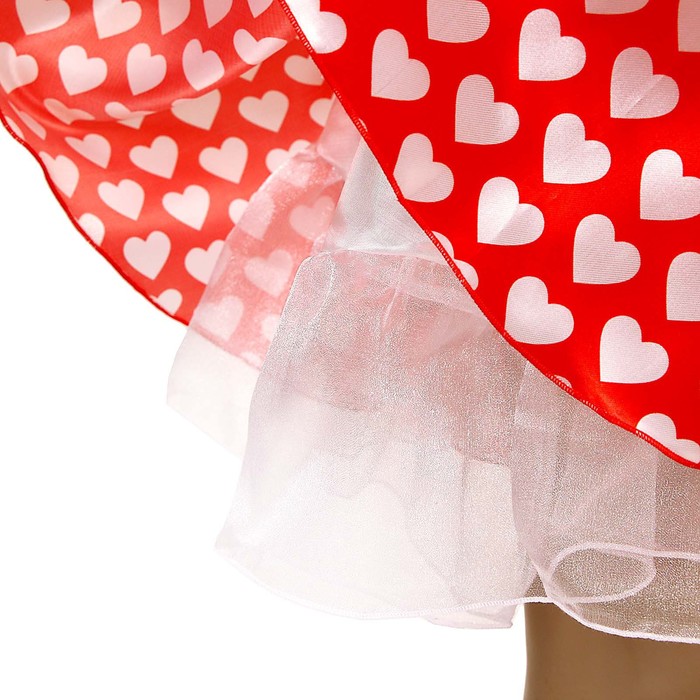 Карнавальный набор «Стиляги 3», юбка красная с белыми сердцами, пояс, повязка, рост 98-104 см - фото 1926777230