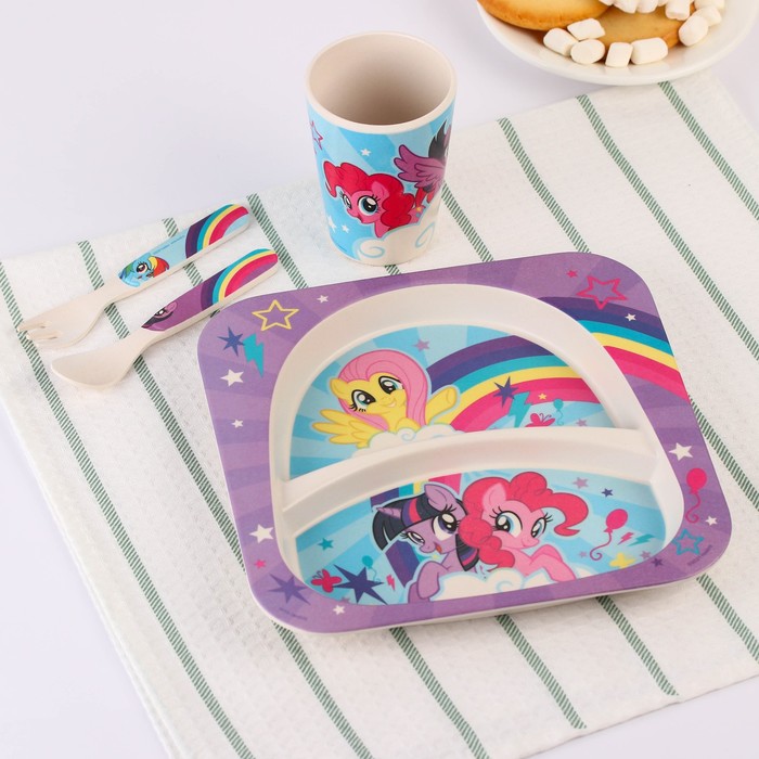 Набор детской бамбуковой посуды, 4 предмета, фиолетовый My Little Pony в пакете