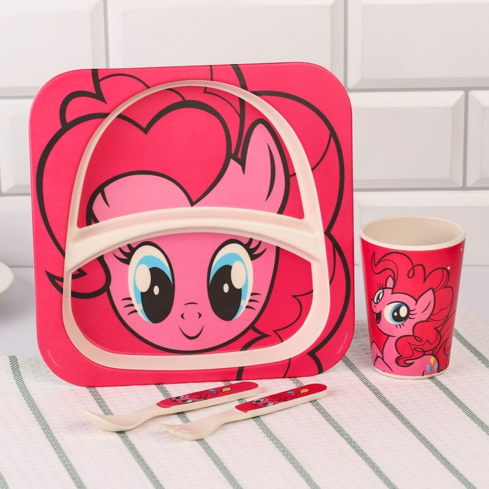 Набор детской бамбуковой посуды, 4 предмета, розовый My Little Pony  в пакете