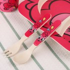 Набор детской бамбуковой посуды, 4 предмета: тарелка, вилка, ложка,стакан "Пинки Пай", My Little Pony - фото 25380897