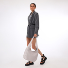 Сумка - мешок женская на молнии TEXTURA, 29×10×22 см, светло-серая - Фото 11