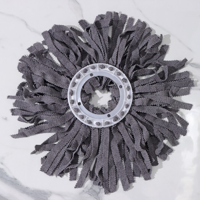 Насадка для швабры (наборы для уборки с центрифугой), кольцо 16 см, микрофибра, цвет серый