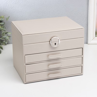 Шкатулка для украшений «Винта», с зеркалом, искусственная кожа, с замком, бежевая, 22×17×18 см