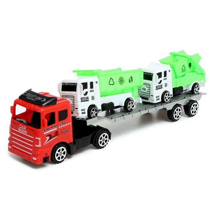 Грузовик инерционный «Автовоз», с двумя грузовиками, МИКС