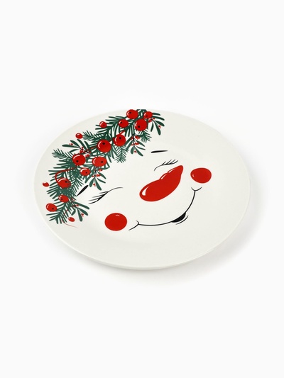 Тарелка плоская новогодняя «Снеговик Ледыш», d=20 см