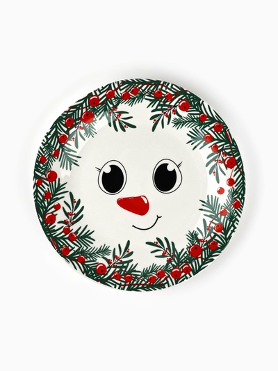 Тарелка плоская новогодняя «Снеговик Крош», d=20 см
