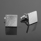 Запонки металлические «Квадрат» рельеф, цвет серебро - Фото 2