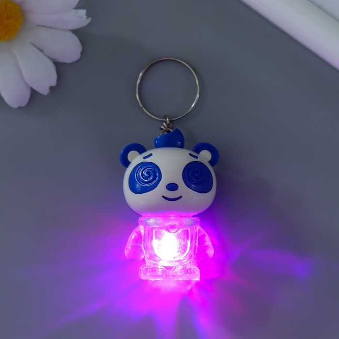 Фонарик свет на кольце "Панда с хохолком" МИКС мигает 3х5 см 9607926