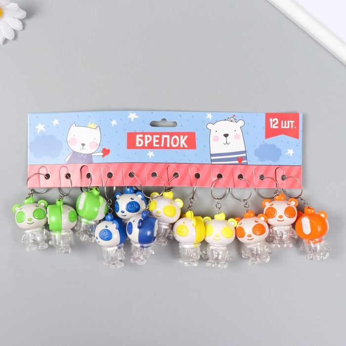 Фонарик свет на кольце "Панда с хохолком" МИКС мигает 3х5 см 9607926