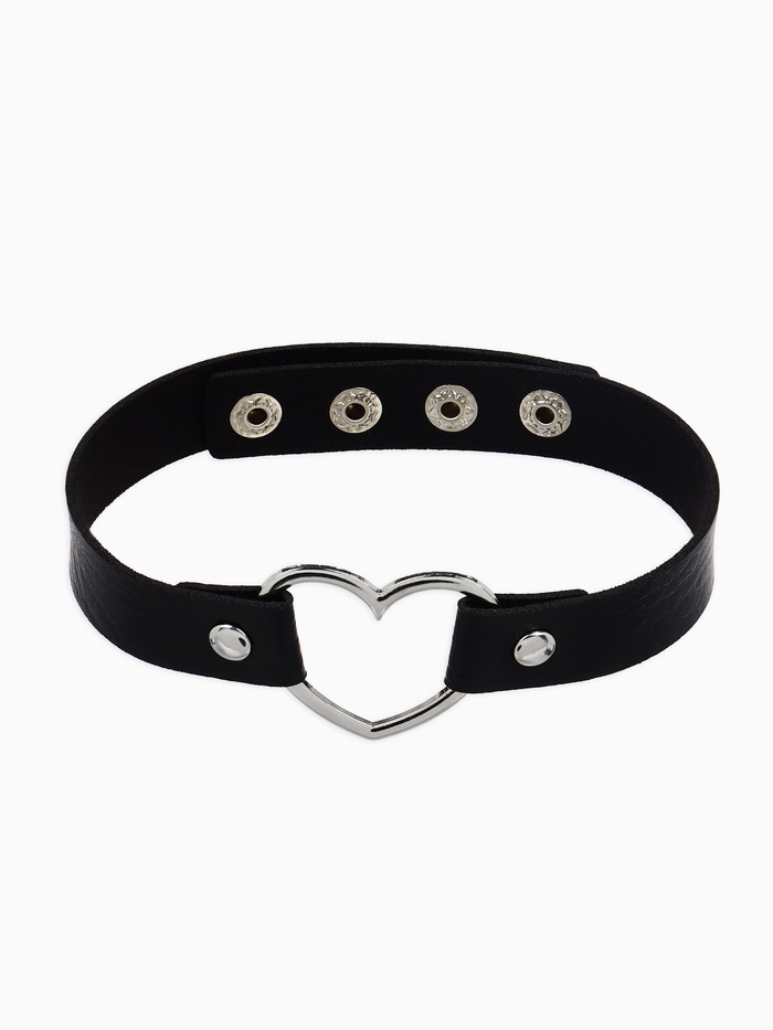 Чокер «Искушение», сердце, чёрный в серебре, 40 см - Фото 1