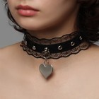 Чокер «Искушение» кружево и сердце, цвет чёрный в серебре, 40 см - фото 19883964
