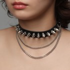 Чокер «Искушение» шипы и цепи, цвет чёрный в серебре, 40 см - фото 9205457