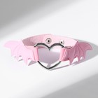 Браслет кожа «Летучая мышь», цвет розовый в серебре - фото 297161341