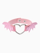 Браслет кожа «Летучая мышь», цвет розовый в серебре - Фото 1