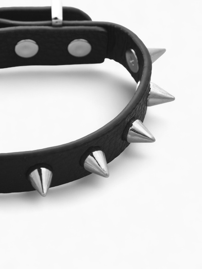 Браслет кожаный «Хардкор. Шипы», L=24.5 см, чёрный в серебре