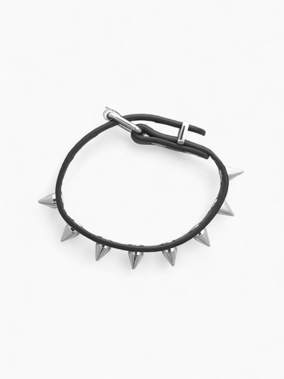 Браслет кожаный «Хардкор. Шипы», L=24.5 см, чёрный в серебре