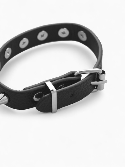 Браслет кожаный «Хардкор. Шипы», L=24.5 см, чёрный в серебре