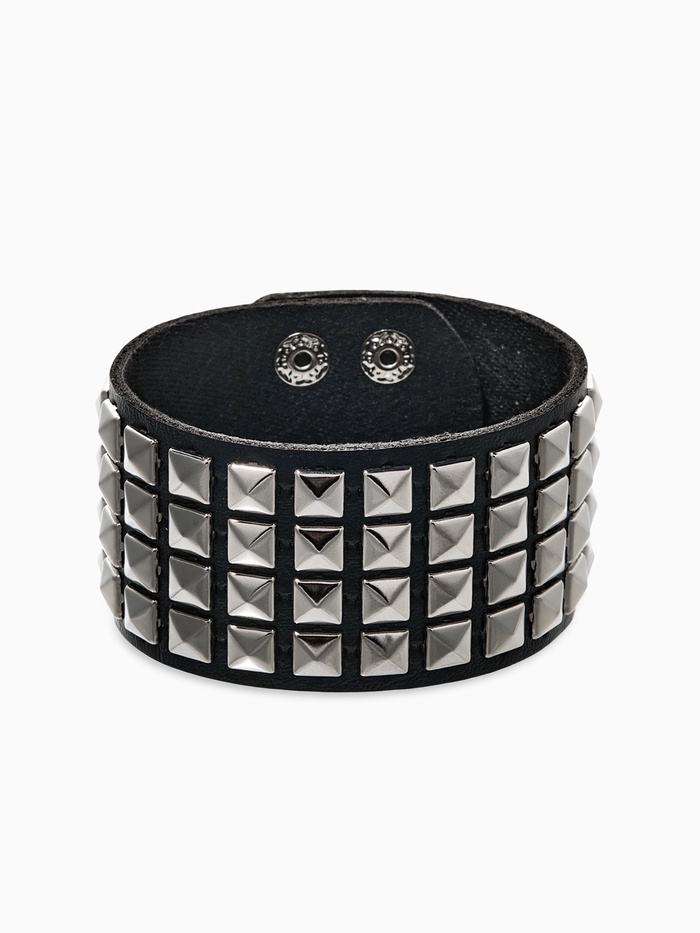 Браслет унисекс «Хардкор» широкий с шипами, цвет чёрный в серебре - Фото 1
