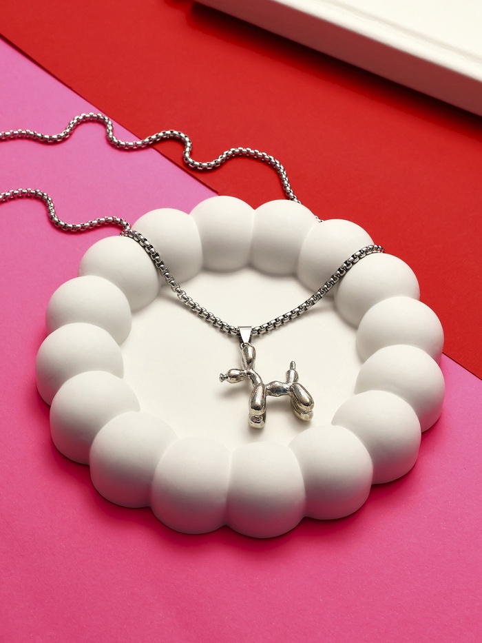 Кулон на цепочке «Собачка», из воздушных шаров, цвет серебро, 70 см - Фото 1