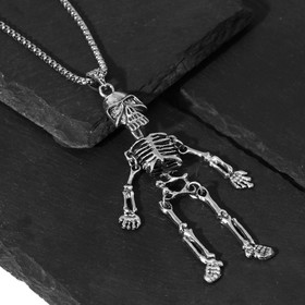 Кулон "Скелет", цвет чернёное серебро, 70см