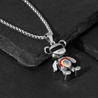 Кулон «Мишка» с радугой, цветной в чернёном серебре, 70 см - фото 319935767