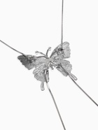 Кулон на цепочке «Бабочка», с жемчугом, белый в серебре, 70 см 9682166