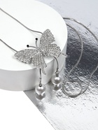 Кулон на цепочке «Бабочка», с жемчугом, белый в серебре, 70 см 9682166