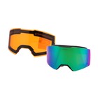 Очки-маска Premium, для мото, съемное двухслойное стекло, два цвета оранжевый, зеленый - Фото 2