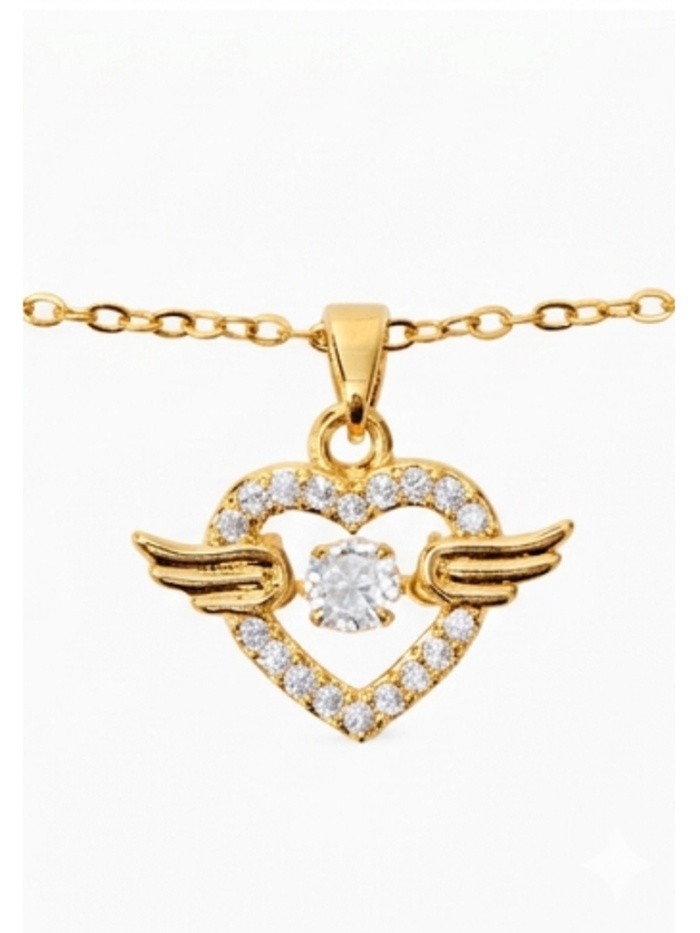 Кулон «Сердце», крылатое, белый в золоте, 40 см - Фото 1