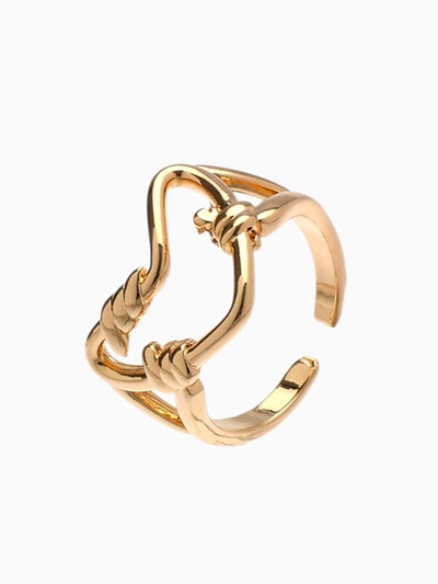 Кольцо «Сердце», в узелках, цвет золото, безразмерное