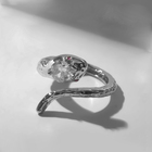Кольцо «Змея» извивающаяся, цвет белый в серебре, безразмерное - фото 8997712