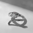 Кольцо «Змея» извивающаяся, цвет белый в серебре, безразмерное 9690924