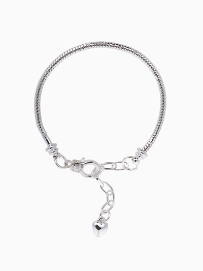 Браслет для шармов «Карабин», основа, цвет серебро, 17 размер + 5 см удлинитель