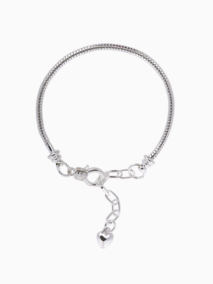 Браслет для шармов «Карабин», основа, цвет серебро, 17 размер + 5 см удлинитель