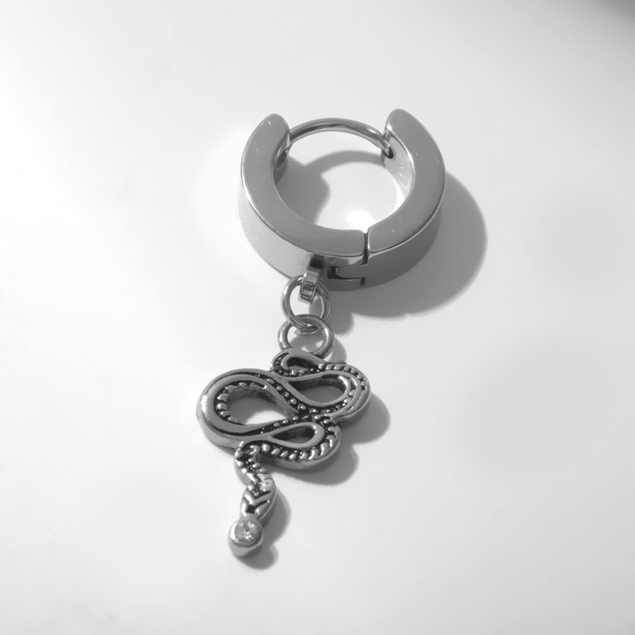 Пирсинг в ухо «Кольцо» змея извивающаяся, d=13 мм, цвет серебро - Фото 1