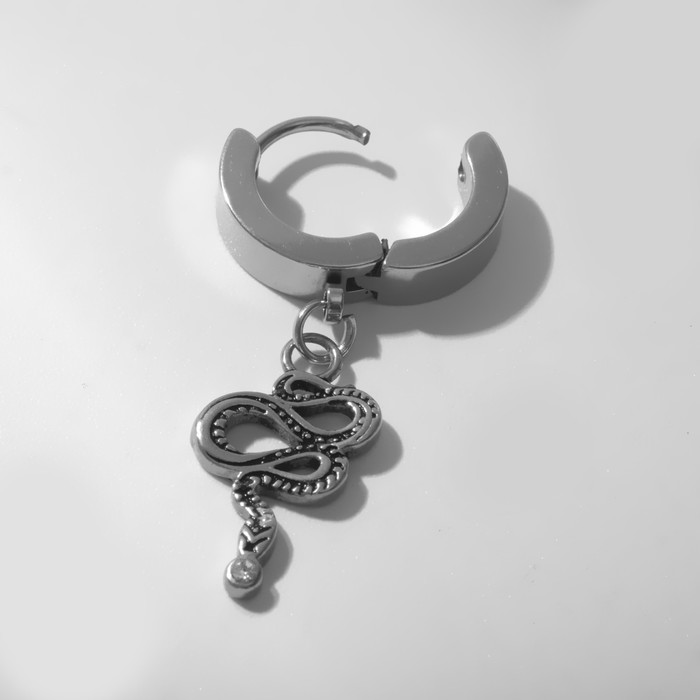 Пирсинг в ухо "Кольцо" змея извивающаяся, d=13мм, цвет серебро