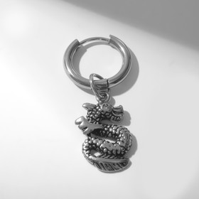 Пирсинг в ухо 'Кольцо' дракон, d=18мм, цвет серебро