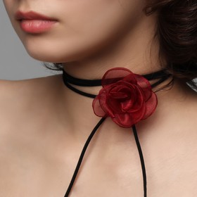 Чокер "Танго" цветок на нитях, цвет красно-чёрный, 30см