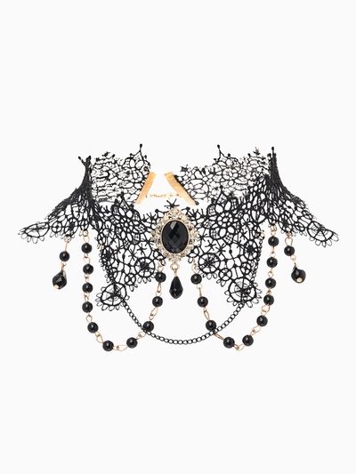 Чокер «Александрия», ажурное переплетение, чёрно-белый в золоте, 30 см