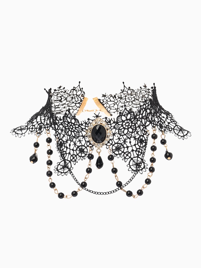 Чокер «Александрия», ажурное переплетение, чёрно-белый в золоте, 30 см - Фото 1