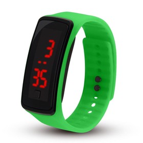 Часы наручные, электронные 'Блик', ремешок силикон, циферблат 5 х 2 см, зеленые
