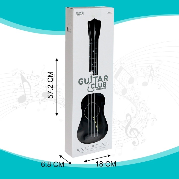 Игрушка музыкальная - гитара «Стиль», 4 струны, 57 см., цвет чёрный - фото 1910739608